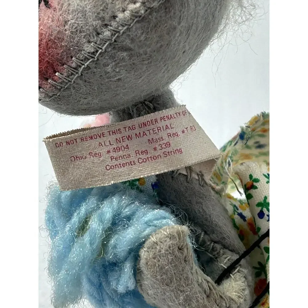 Vintage 1971 Annalee‎ 6” Mobilitee Knitting Mouse With Yarn & Orignal Tags